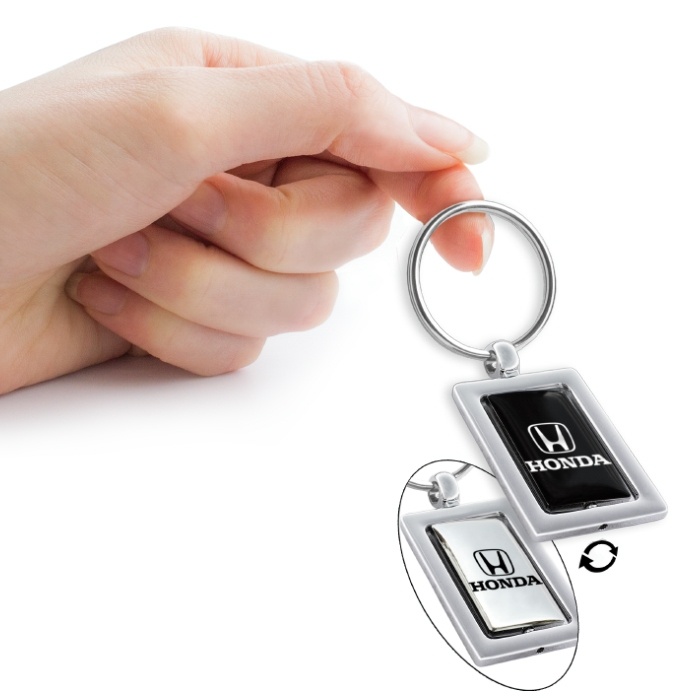 Honda Wing Key Ring Keychain, CARBON Round Rotating Metal Silver, Auto  Car Motorcycle Logo