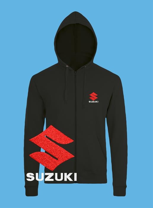 Suzuki ZIP Hoodie | Embroidered Logo Sweatshirt | Black Blue | Warm ...