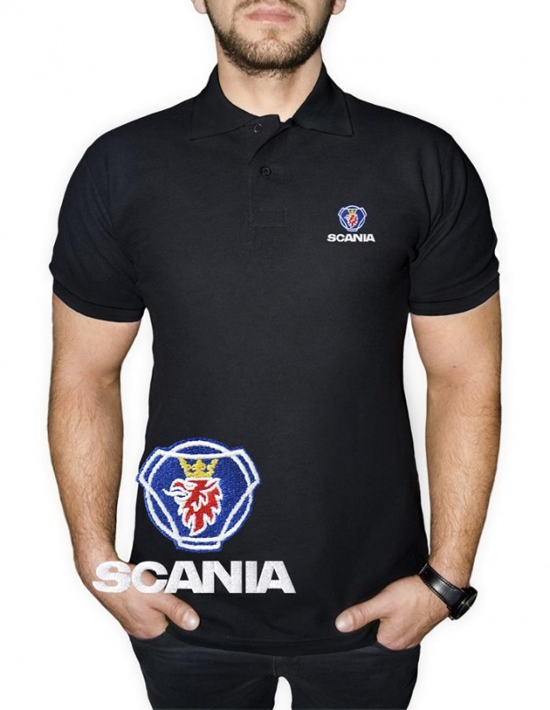 Scania Polo Maglietta Classica, Cotone, Camion Logo Ricamato, Nero Blu  Bianco Rosso, Manica Corta, Abbigliamento Uomo