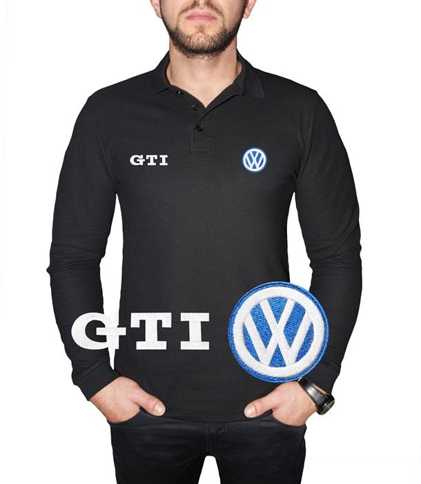 VW Volkswagen GTI Chemise Polo, Coton T Shirt, Logo Brodé, Manches  Longue, Noir Bleu Blanc Rouge, Vêtements Homme Auto Voiture