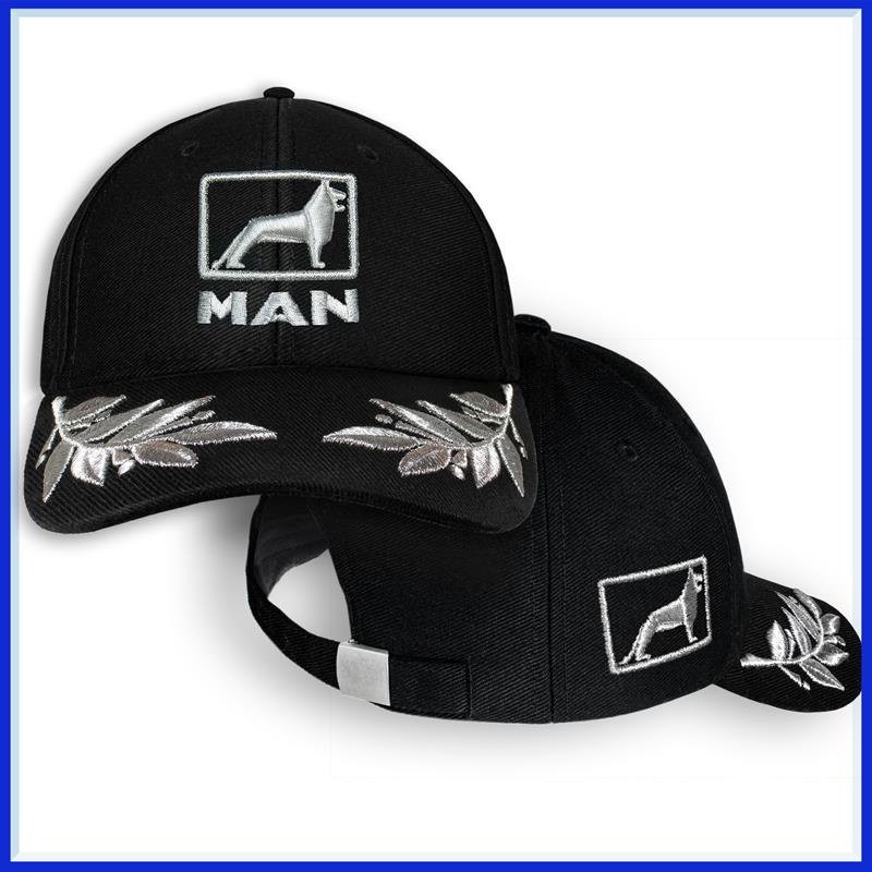 MAN Lion Baseball Kappe | 3D Gesticktes Logo LKW | Einstellbare Größe |  Schwarz Blau Weiß Rot | Herrenbekleidung Herren Damen Sommer Accessoires
