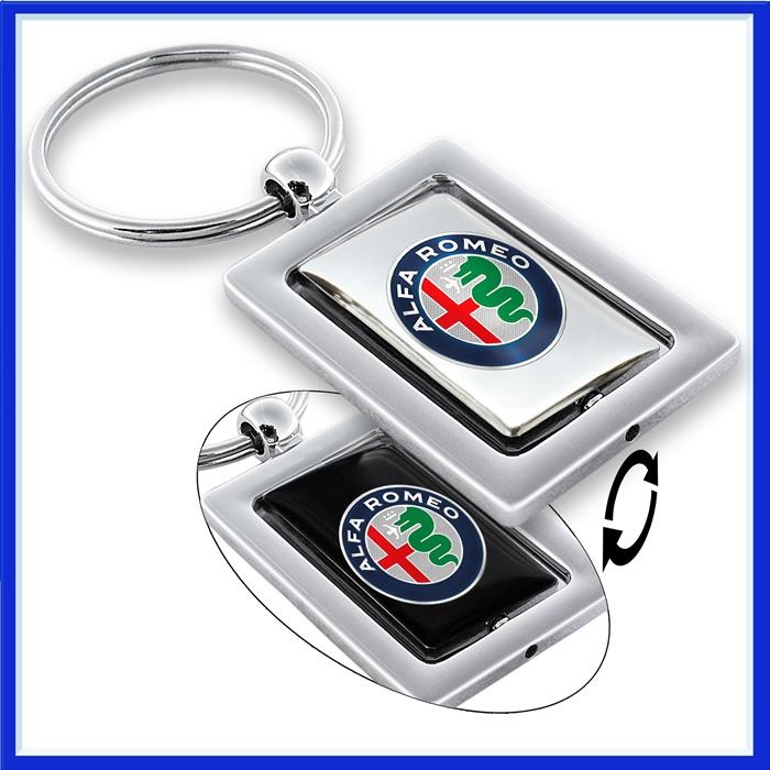 Alfa Romeo Schlüsselanhänger Schlüsselbund, CARBON Drehen Runden Metall  Silber, Auto Logo