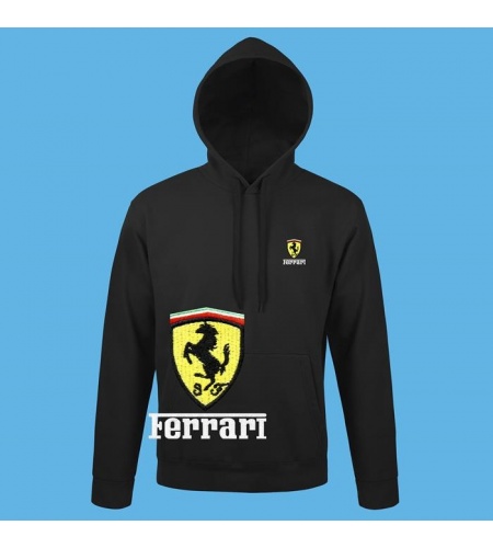 Ferrari Hoodie | Embroidered Logo Sweatshirt | Black Blue | Warm Mens ...