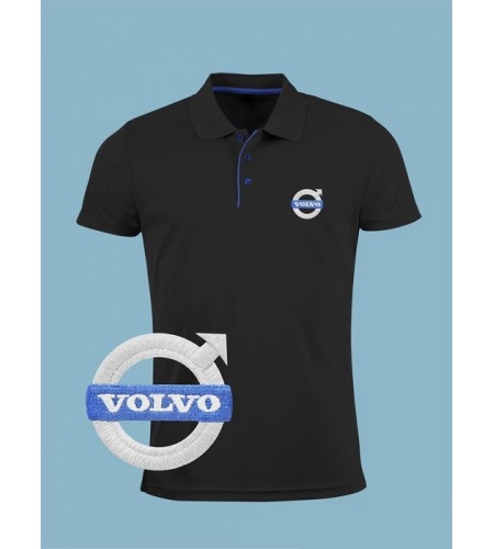 Volvo Polo Shirt | Embroidered Logo | Black Blue White Red | Short ...