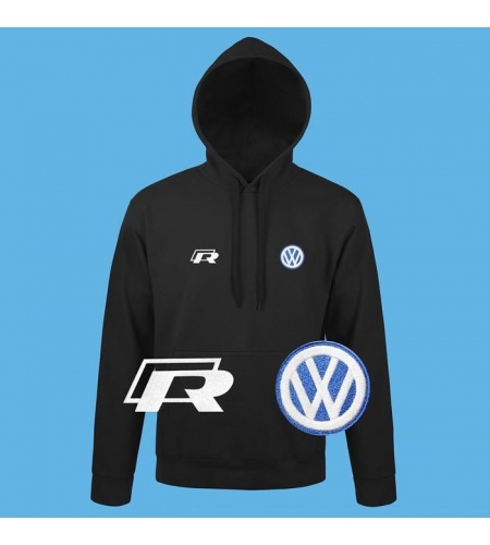VW Volkswagen R Толстовка Худи | Вышитый Авто Логотип | Черная Синяя |  Теплая Мужская одежда | Зима Осень Aксессуары
