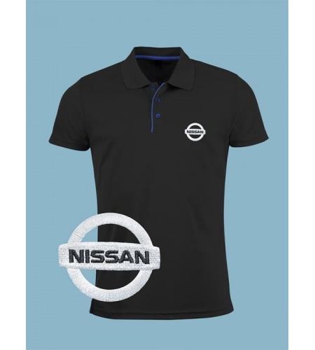 Nissan Polo Shirt | Embroidered Logo | Black Blue White Red | Short ...