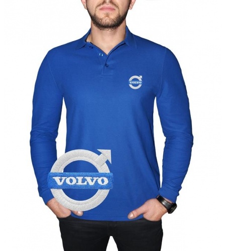 Volvo Polo Shirt Casual | Cotton | Embroidered Logo | Black Blue White ...
