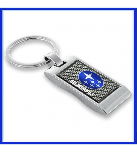 Hyundai Key Ring Keychain, CARBON Leather Round Rotating Metal Silver, Auto Car Logo